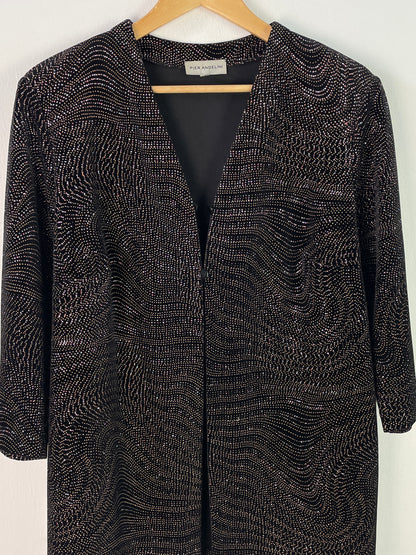 Pier Angelini Damen Blazer Gr. 44 Schwarz – Eleganter Blazer mit Glitzer Polyester Elasthan / Pier Angelini Women’s Blazer Size 44 Black – Elegant Glitter Polyester Elastane Jacket