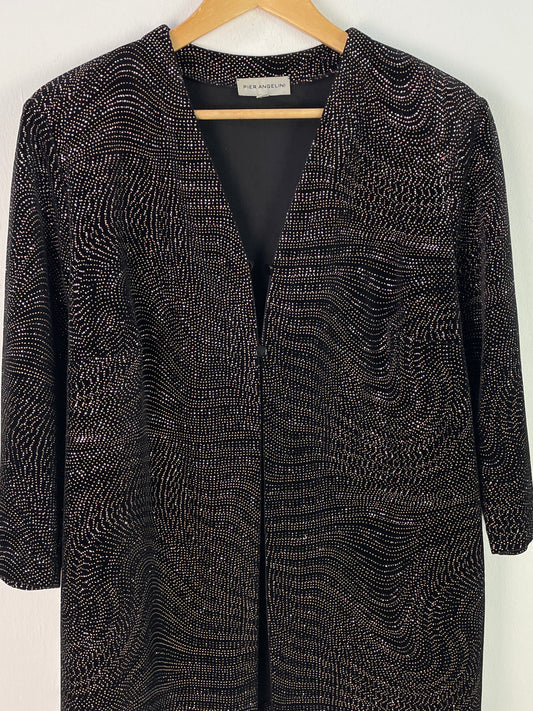 Pier Angelini Damen Blazer Gr. 44 Schwarz – Eleganter Blazer mit Glitzer Polyester Elasthan / Pier Angelini Women’s Blazer Size 44 Black – Elegant Glitter Polyester Elastane Jacket