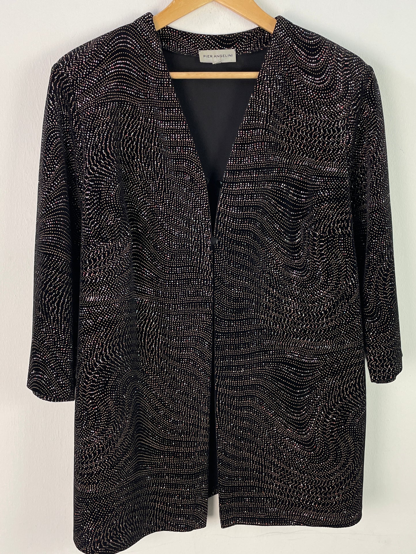 Pier Angelini Damen Blazer Gr. 44 Schwarz – Eleganter Blazer mit Glitzer Polyester Elasthan / Pier Angelini Women’s Blazer Size 44 Black – Elegant Glitter Polyester Elastane Jacket