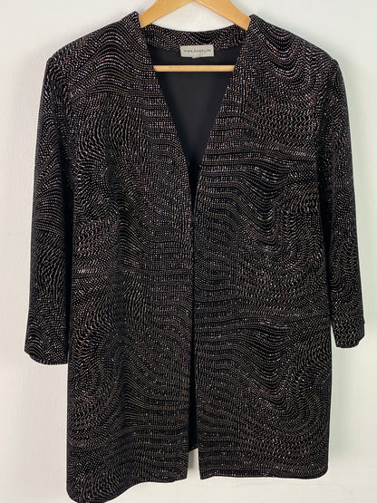 Pier Angelini Damen Blazer Gr. 44 Schwarz – Eleganter Blazer mit Glitzer Polyester Elasthan / Pier Angelini Women’s Blazer Size 44 Black – Elegant Glitter Polyester Elastane Jacket