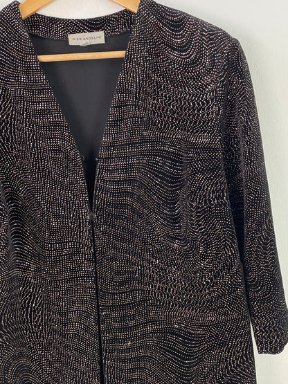 Pier Angelini Damen Blazer Gr. 44 Schwarz – Eleganter Blazer mit Glitzer Polyester Elasthan / Pier Angelini Women’s Blazer Size 44 Black – Elegant Glitter Polyester Elastane Jacket