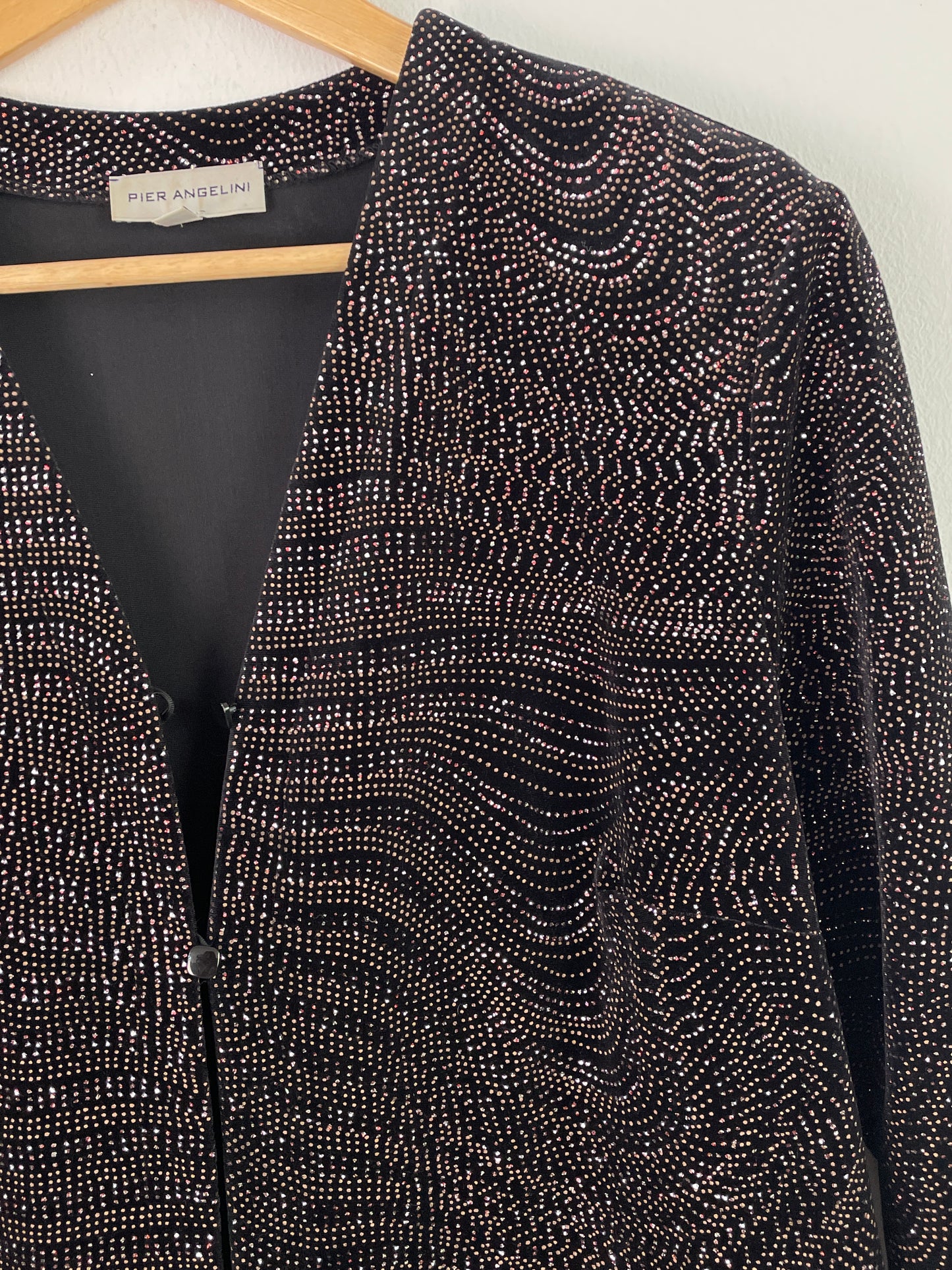 Pier Angelini Damen Blazer Gr. 44 Schwarz – Eleganter Blazer mit Glitzer Polyester Elasthan / Pier Angelini Women’s Blazer Size 44 Black – Elegant Glitter Polyester Elastane Jacket