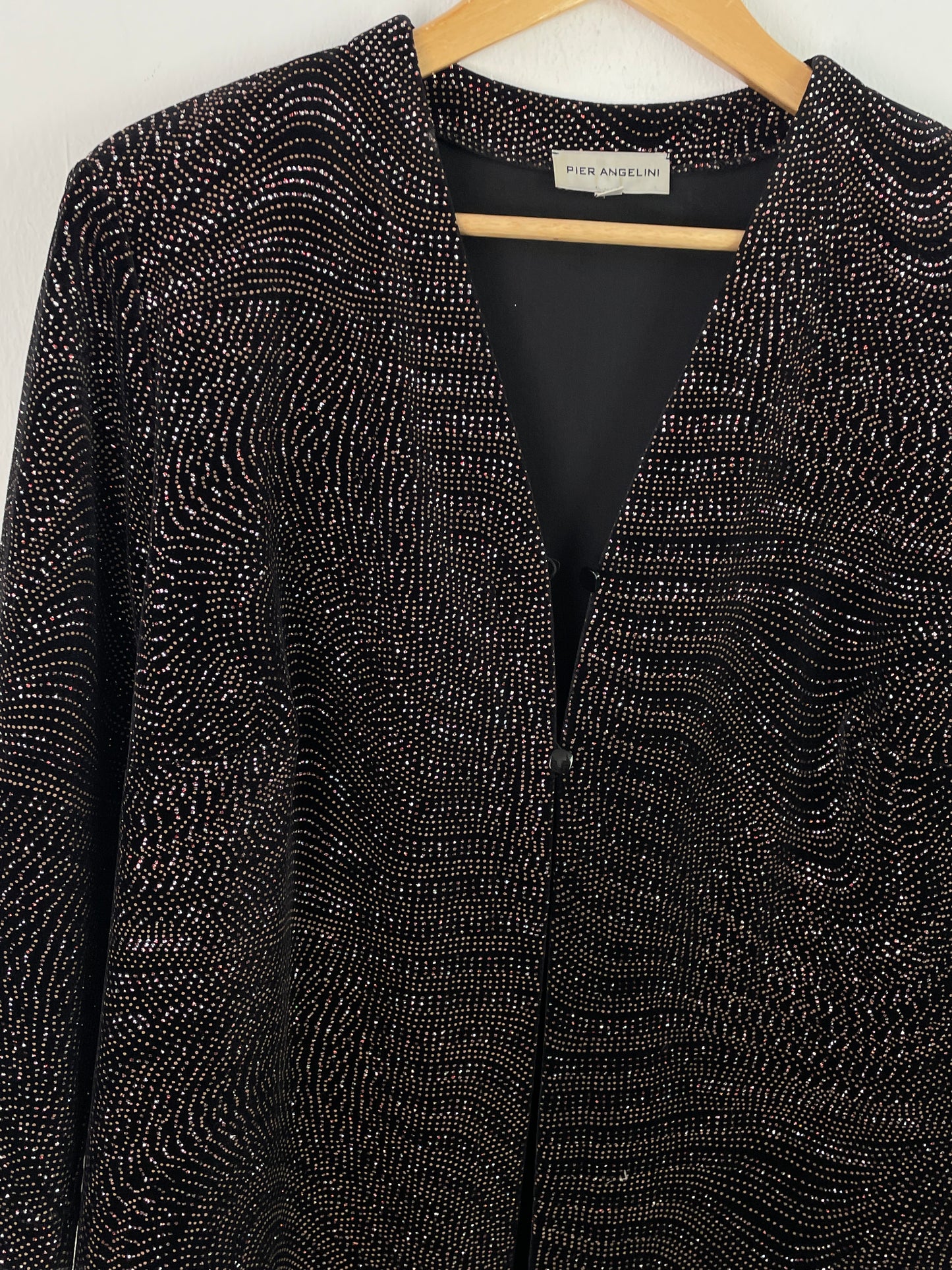 Pier Angelini Damen Blazer Gr. 44 Schwarz – Eleganter Blazer mit Glitzer Polyester Elasthan / Pier Angelini Women’s Blazer Size 44 Black – Elegant Glitter Polyester Elastane Jacket