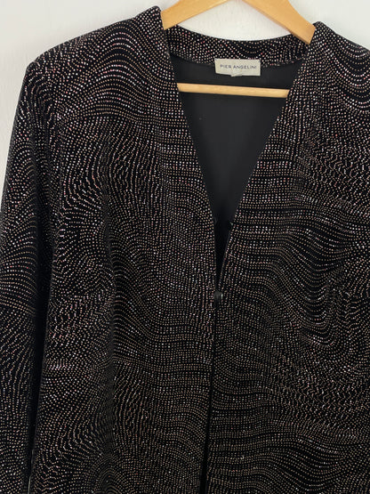 Pier Angelini Damen Blazer Gr. 44 Schwarz – Eleganter Blazer mit Glitzer Polyester Elasthan / Pier Angelini Women’s Blazer Size 44 Black – Elegant Glitter Polyester Elastane Jacket