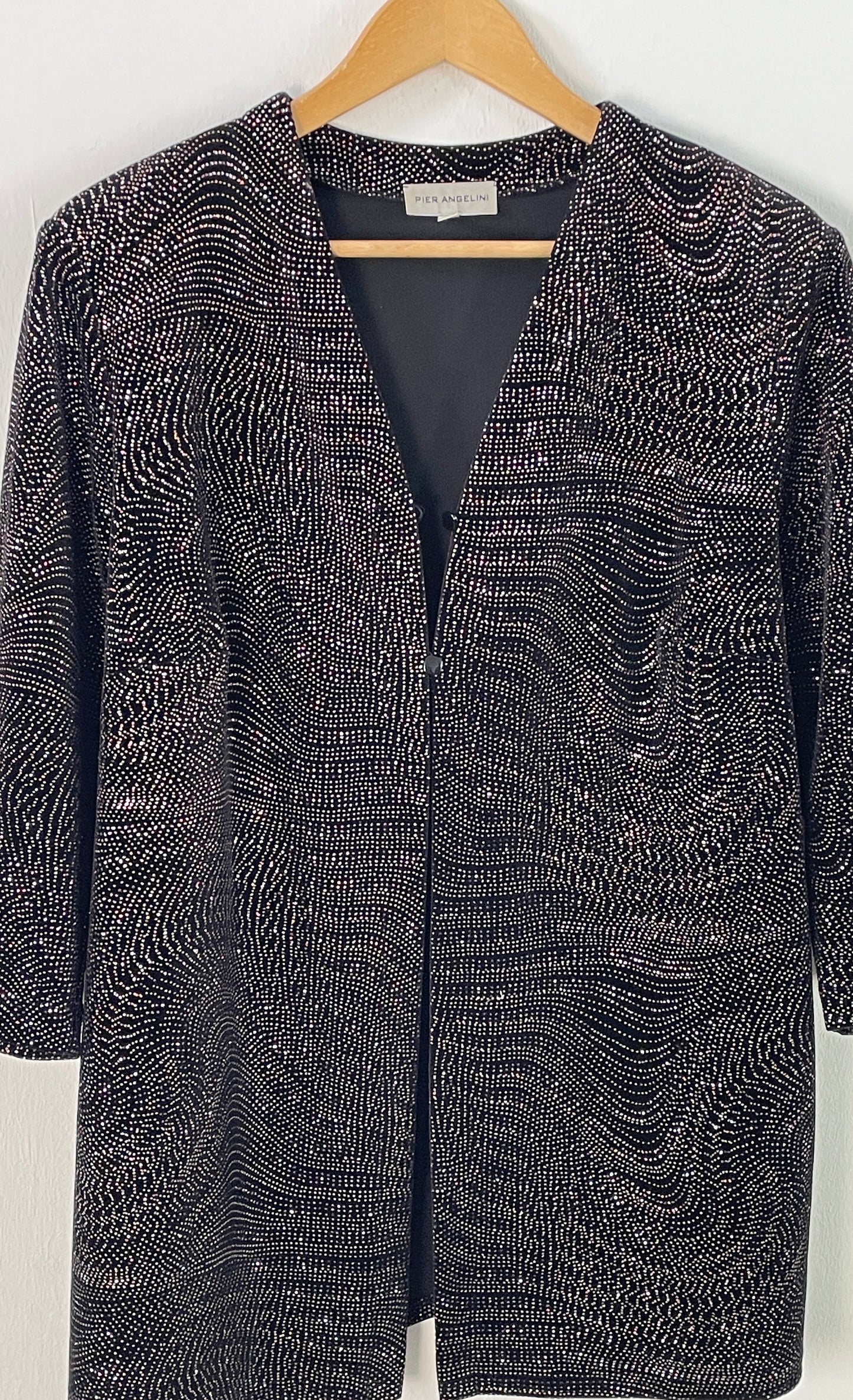 Pier Angelini Damen Blazer Gr. 44 Schwarz – Eleganter Blazer mit Glitzer Polyester Elasthan / Pier Angelini Women’s Blazer Size 44 Black – Elegant Glitter Polyester Elastane Jacket