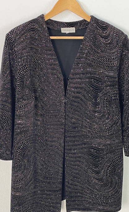 Pier Angelini Damen Blazer Gr. 44 Schwarz – Eleganter Blazer mit Glitzer Polyester Elasthan / Pier Angelini Women’s Blazer Size 44 Black – Elegant Glitter Polyester Elastane Jacket