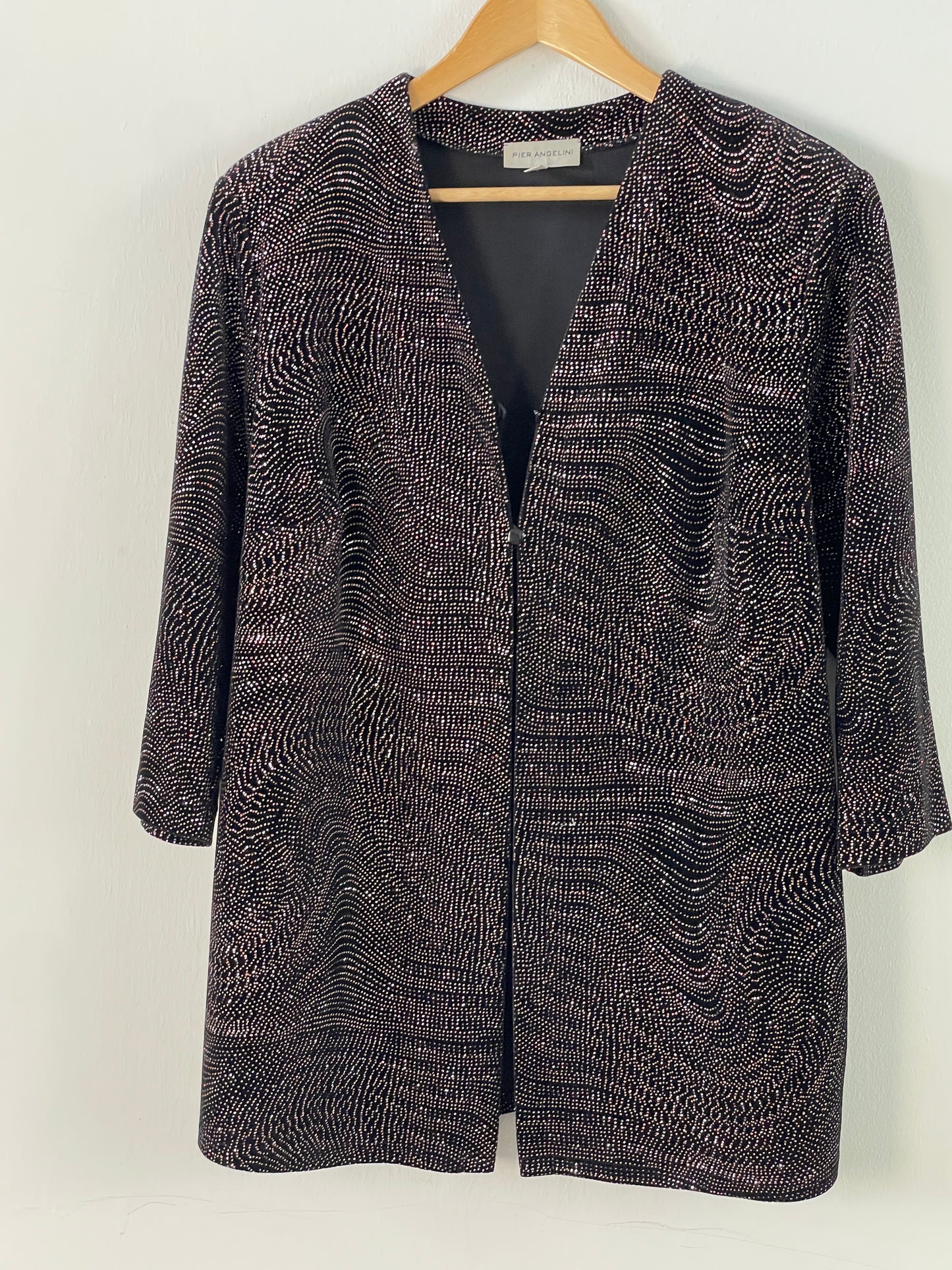 Pier Angelini Damen Blazer Gr. 44 Schwarz – Eleganter Blazer mit Glitzer Polyester Elasthan / Pier Angelini Women’s Blazer Size 44 Black – Elegant Glitter Polyester Elastane Jacket