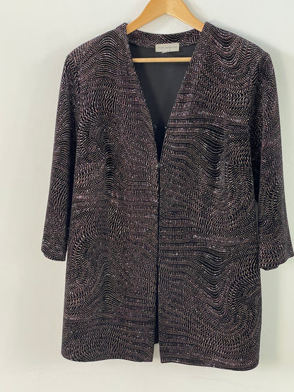 Pier Angelini Damen Blazer Gr. 44 Schwarz – Eleganter Blazer mit Glitzer Polyester Elasthan / Pier Angelini Women’s Blazer Size 44 Black – Elegant Glitter Polyester Elastane Jacket