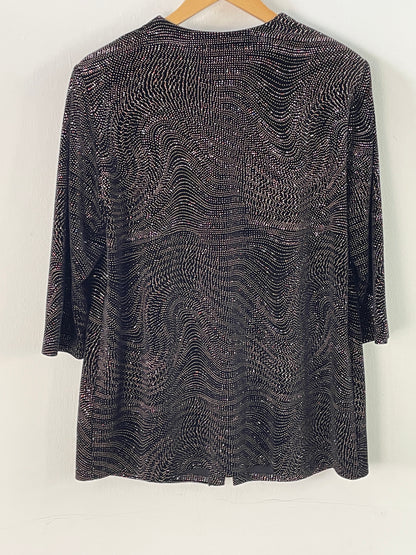 Pier Angelini Damen Blazer Gr. 44 Schwarz – Eleganter Blazer mit Glitzer Polyester Elasthan / Pier Angelini Women’s Blazer Size 44 Black – Elegant Glitter Polyester Elastane Jacket