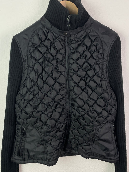 Viamos Damen Jacke Gr. L Schwarz – Steppjacke mit Strickärmeln Polyester / Viamos Women’s Jacket Size L Black – Quilted Coat with Knit Sleeves Polyester