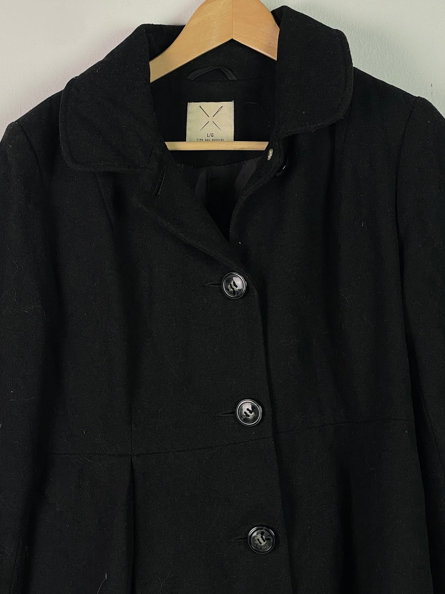 L/G Damen Mantel aus Wolle Gr M Farbe schwarz