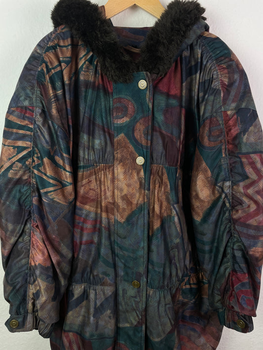 Commander Vintage Damen Winterjacke Gr. L Bunt – Vintage Winter Coat Polyester