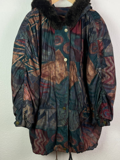 Commander Vintage Damen Winterjacke Gr. L Bunt – Vintage Winter Coat Polyester