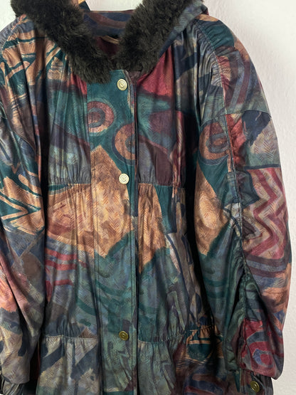 Commander Vintage Damen Winterjacke Gr. L Bunt – Vintage Winter Coat Polyester