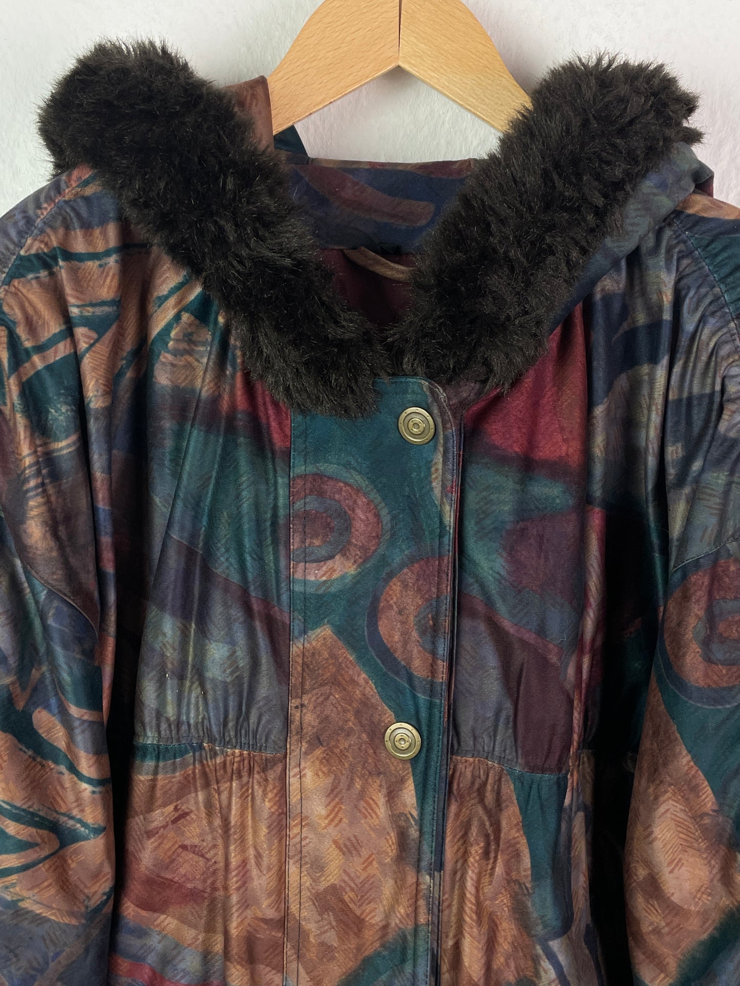 Commander Vintage Damen Winterjacke Gr. L Bunt – Vintage Winter Coat Polyester