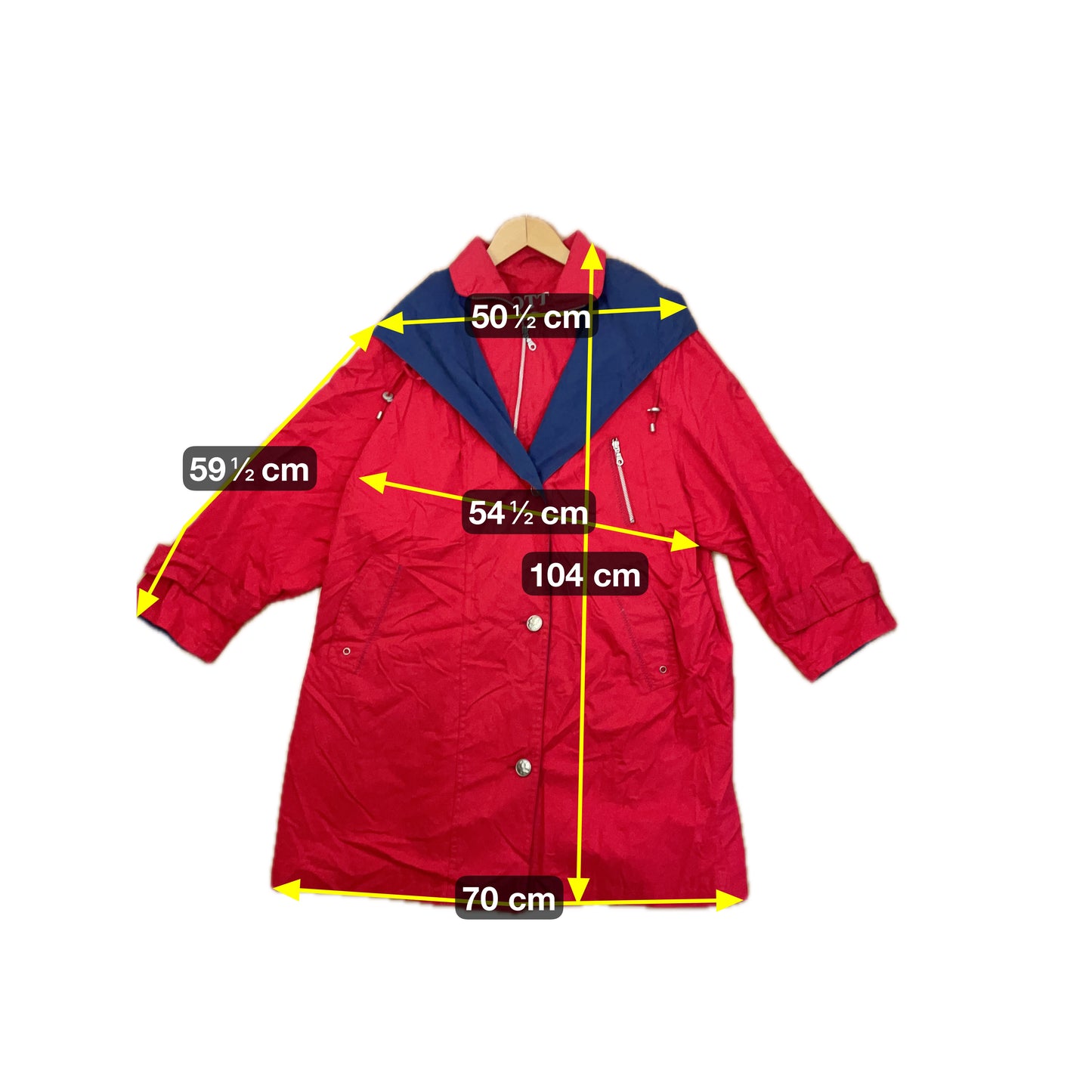 Yacht Club Damen Mantel Gr. 48 Rot Blau – Vintage Cotton Coat 100% Baumwolle Polyester / Yacht Club Women’s Coat Size 48 Red Blue – Vintage Cotton Polyester Jacket