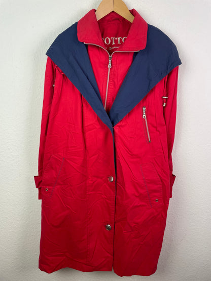 Yacht Club Damen Mantel Gr. 48 Rot Blau – Vintage Cotton Coat 100% Baumwolle Polyester / Yacht Club Women’s Coat Size 48 Red Blue – Vintage Cotton Polyester Jacket
