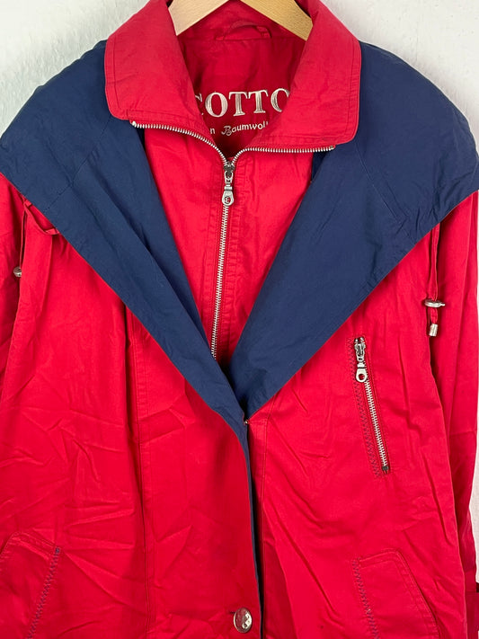 Yacht Club Damen Mantel Gr. 48 Rot Blau – Vintage Cotton Coat 100% Baumwolle Polyester / Yacht Club Women’s Coat Size 48 Red Blue – Vintage Cotton Polyester Jacket
