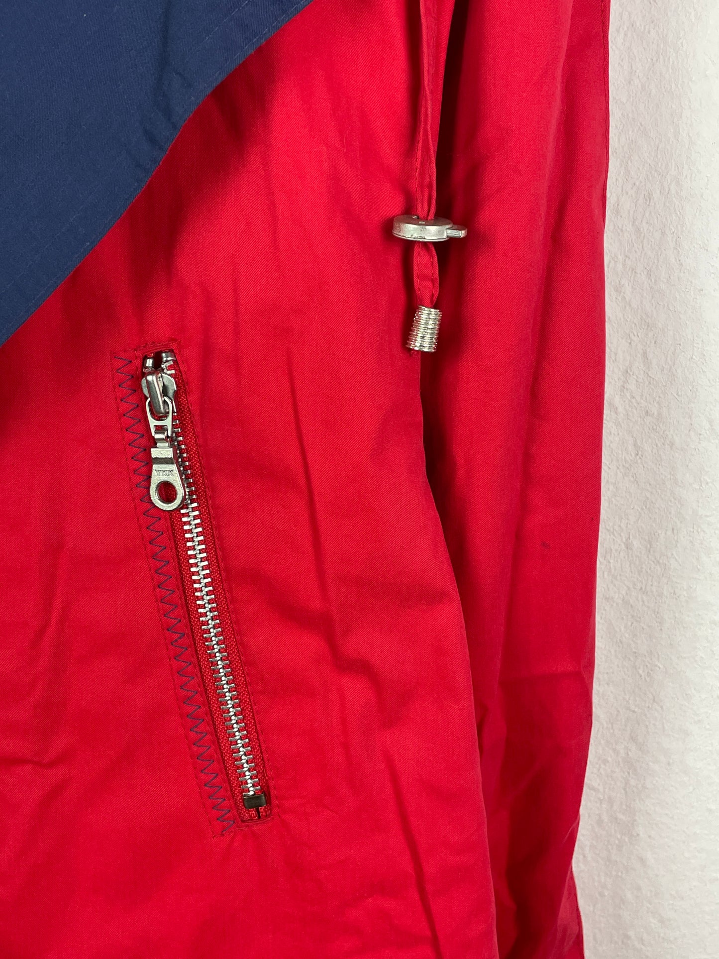 Yacht Club Damen Mantel Gr. 48 Rot Blau – Vintage Cotton Coat 100% Baumwolle Polyester / Yacht Club Women’s Coat Size 48 Red Blue – Vintage Cotton Polyester Jacket