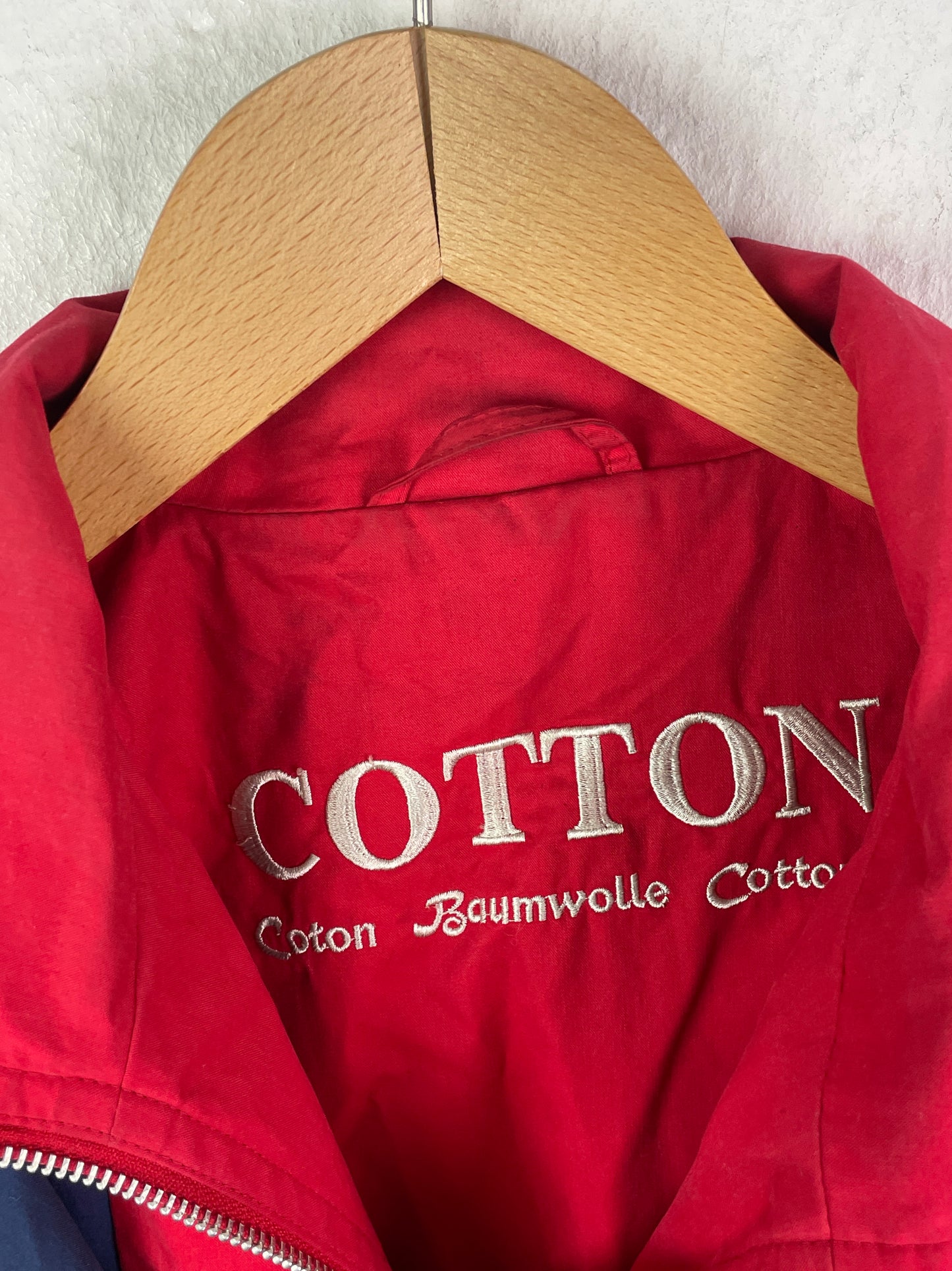 Yacht Club Damen Mantel Gr. 48 Rot Blau – Vintage Cotton Coat 100% Baumwolle Polyester / Yacht Club Women’s Coat Size 48 Red Blue – Vintage Cotton Polyester Jacket