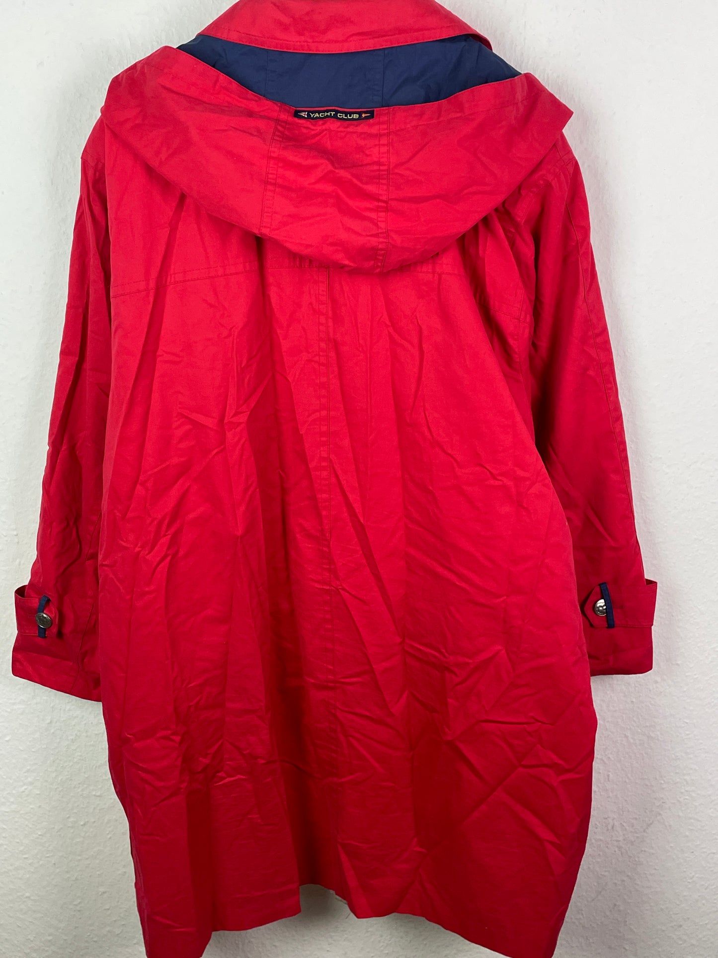 Yacht Club Damen Mantel Gr. 48 Rot Blau – Vintage Cotton Coat 100% Baumwolle Polyester / Yacht Club Women’s Coat Size 48 Red Blue – Vintage Cotton Polyester Jacket