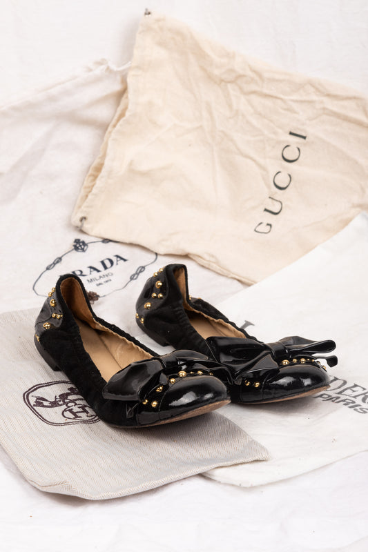 Damen Ballerinas von FRIDA mit Schleife in schwarz Gr. 36